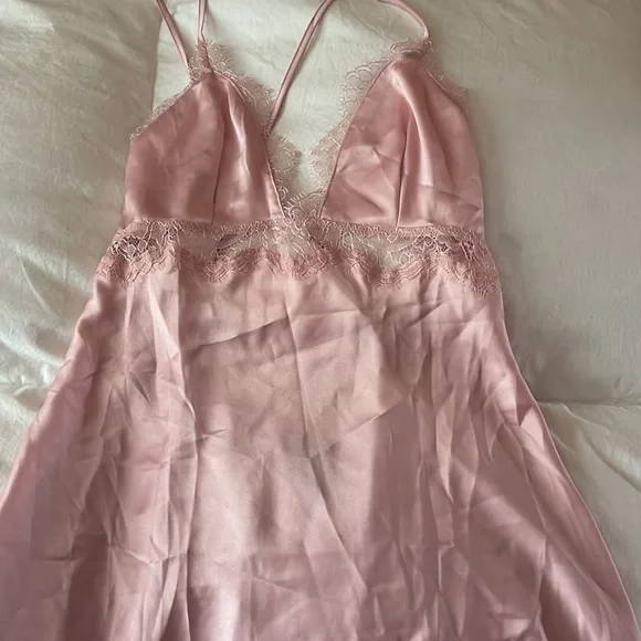 Victoria’s Secret satin light pink lingerie lace cut out slip camisole dress! - Picture 3 of 7